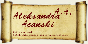 Aleksandra Ačanski vizit kartica
